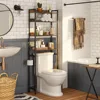 Over The Toilet Storage Rack, 4 Tier Bathroom Organizer Over Toilet, Freestanding Space Saver Toilet Stand with 2 Hooks, 1