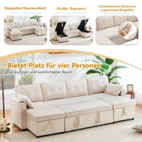 Диван U-образный диван с спальным местом и подстаканником, диван для отдыха с ящиком для хранения, хлопчатобумажные и льняные ткани — изображение 5