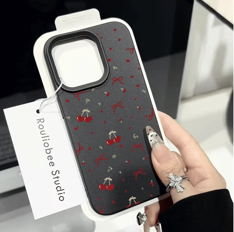 Girly Pink Bowknot Cherry Soft Phone Case
