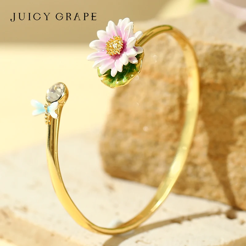 juicy-uva-esmalte-lotus-flower-bangle-para-mulheres-banhado-a-ouro-18k-pulseira-artesanal-de-corrente-para-menina-joias-da-moda