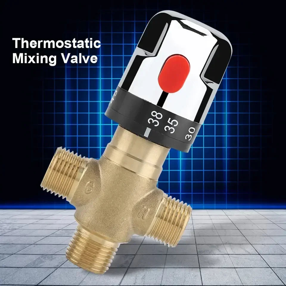 Bathroom Brass PipeThermostat  Faucet Mixing Valve Adjustable Temperature Mixer Valve Water Control Valve For Water Heater