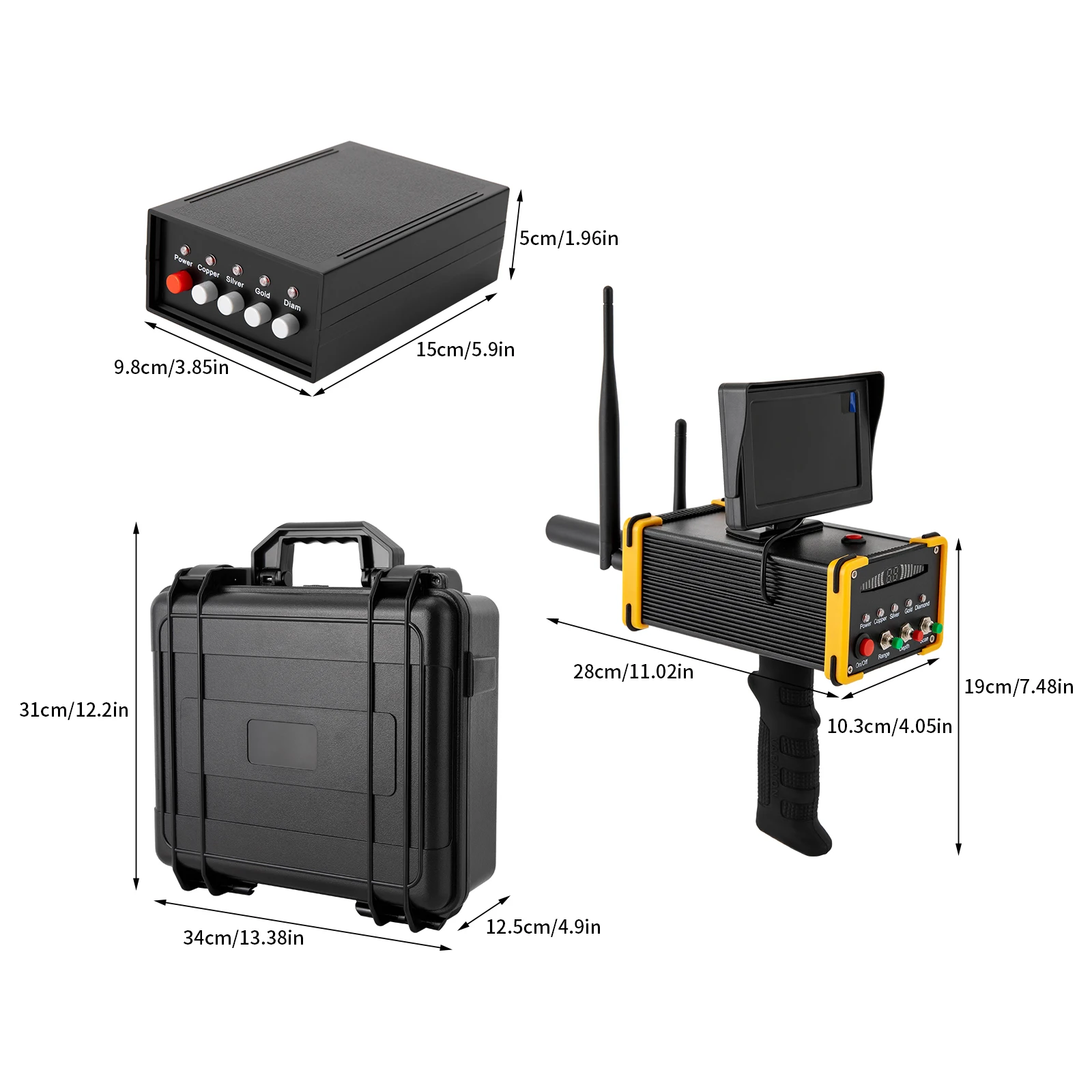 Metal Detector 16meter Depth 990 Meter Search Range Identifying Metal Types Accurate Locating Underground Metal Detector