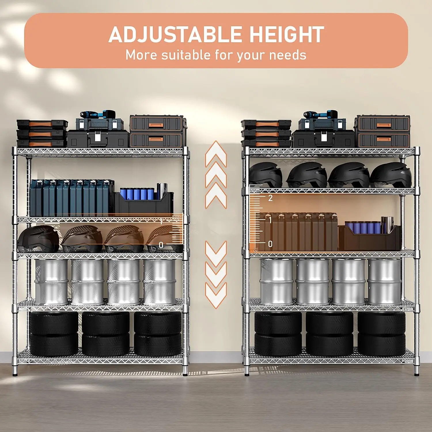 2200 LBS Garage Shelving 5 Tier Industrial Metal Shelving Units for Commercial, Basement, Pantry, Warehouse, School 4