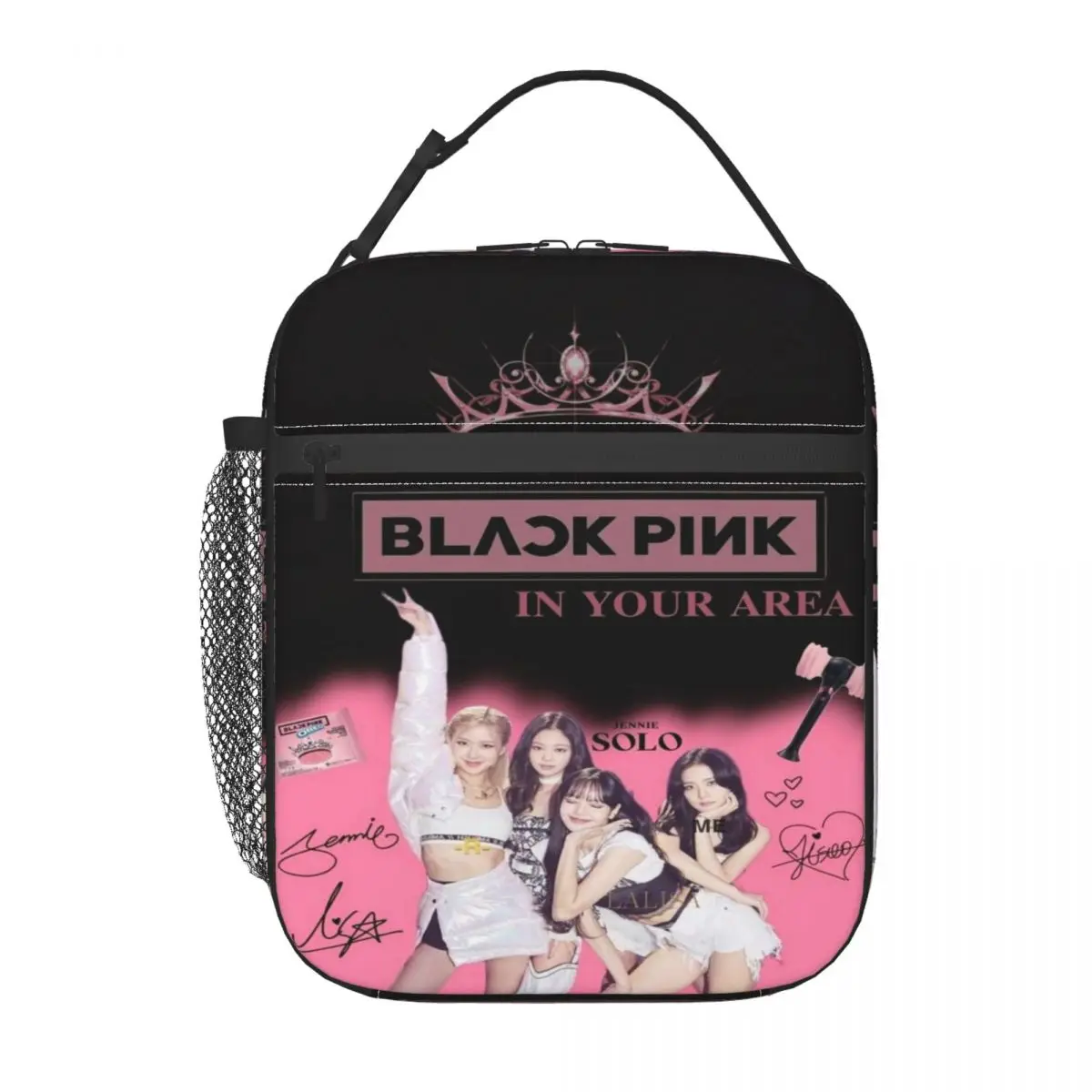 Custom Pinks Kpop-Blacks Portable Lunch Box Women Multifunction Cooler Thermal Food Insulated Lunch Bag School Children Student 2
