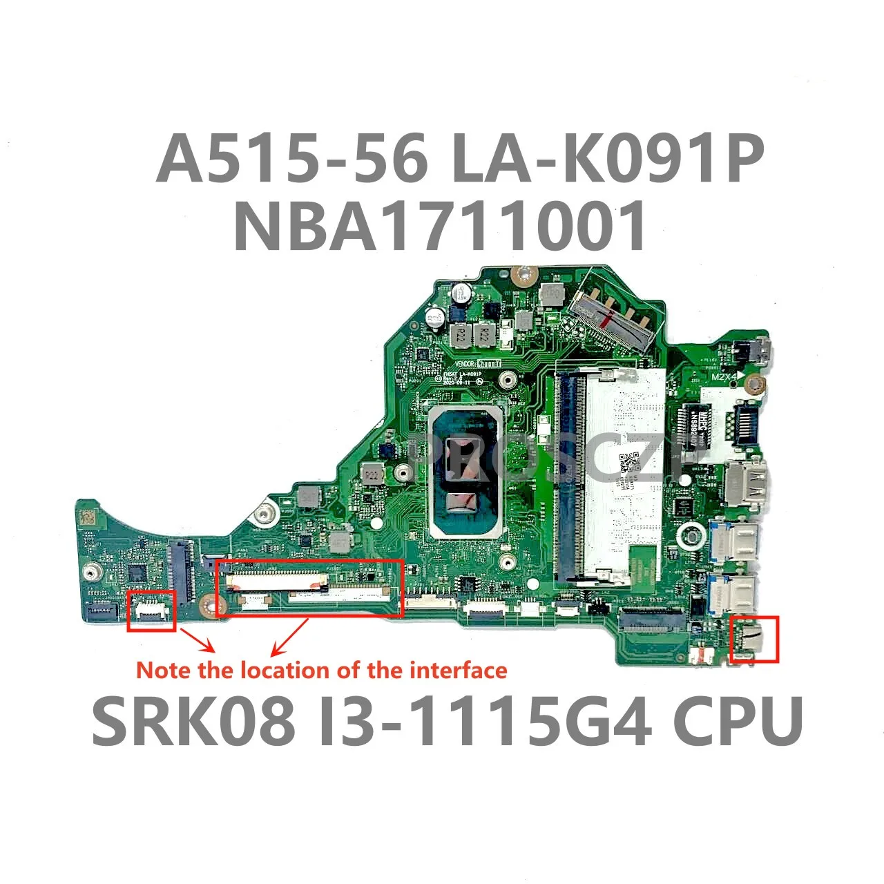 

Материнская плата для ноутбука Acer A515-56, модель FH5AT, материнская плата NBA1711001 W/SRK08 I3-1115G 4 Гб, 100% протестированная, хорошо