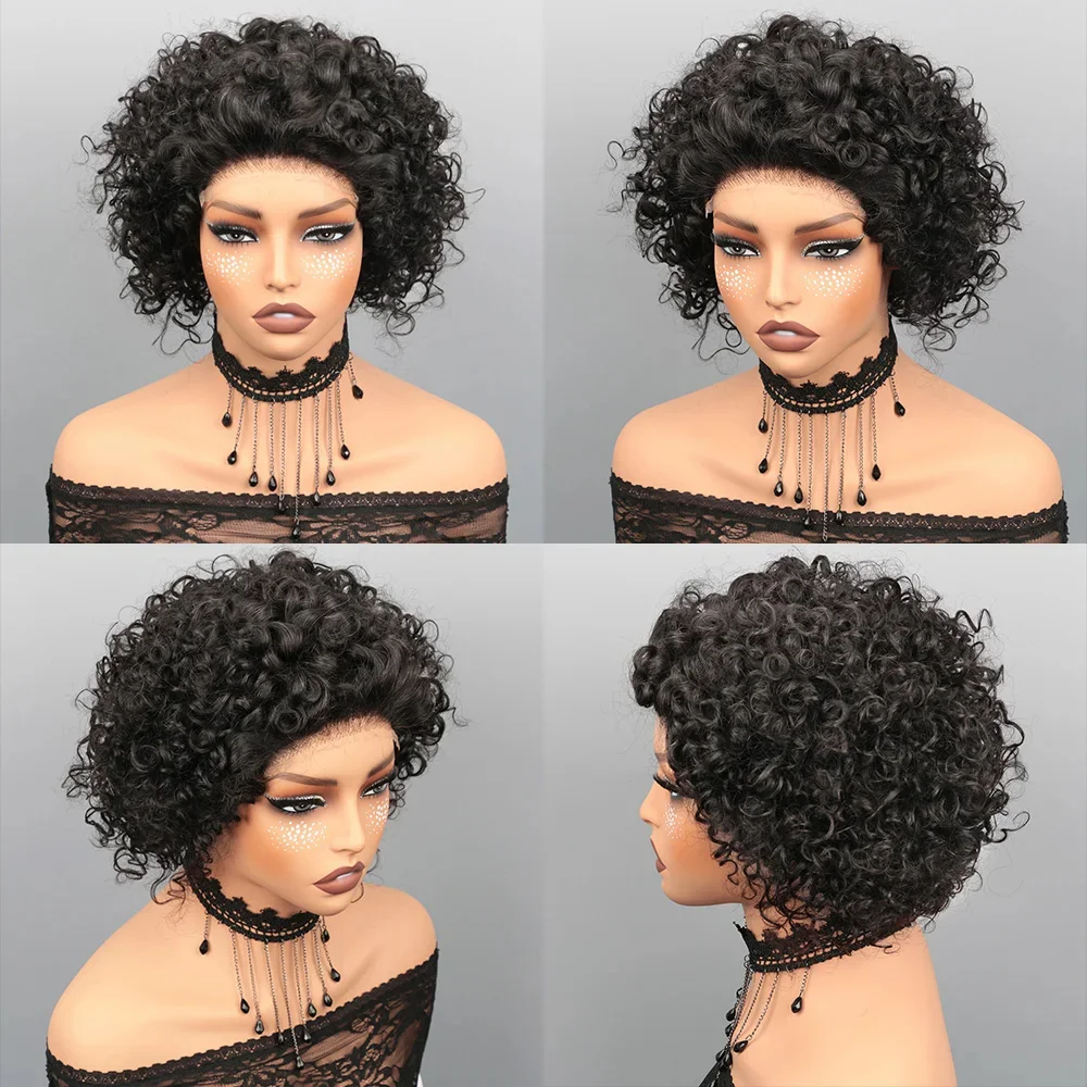 Short Glueless HD Rose Curly Pixie Cut Wig Human hair 5X5 HD Closure Wigs 8Inch Human Hair Wig for Women Pre Plucked 5