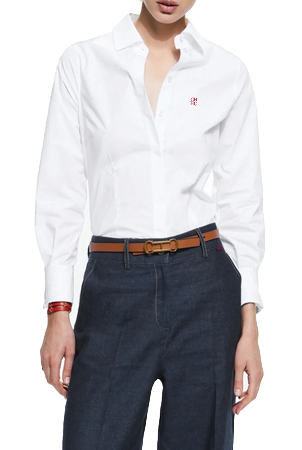 CHCH 2024 Sommer Neue Frauen Shirts Einfarbig Dünnes Hemd Taille Design Vintage Weibliche Blusen Mode Büro Damen Shirts