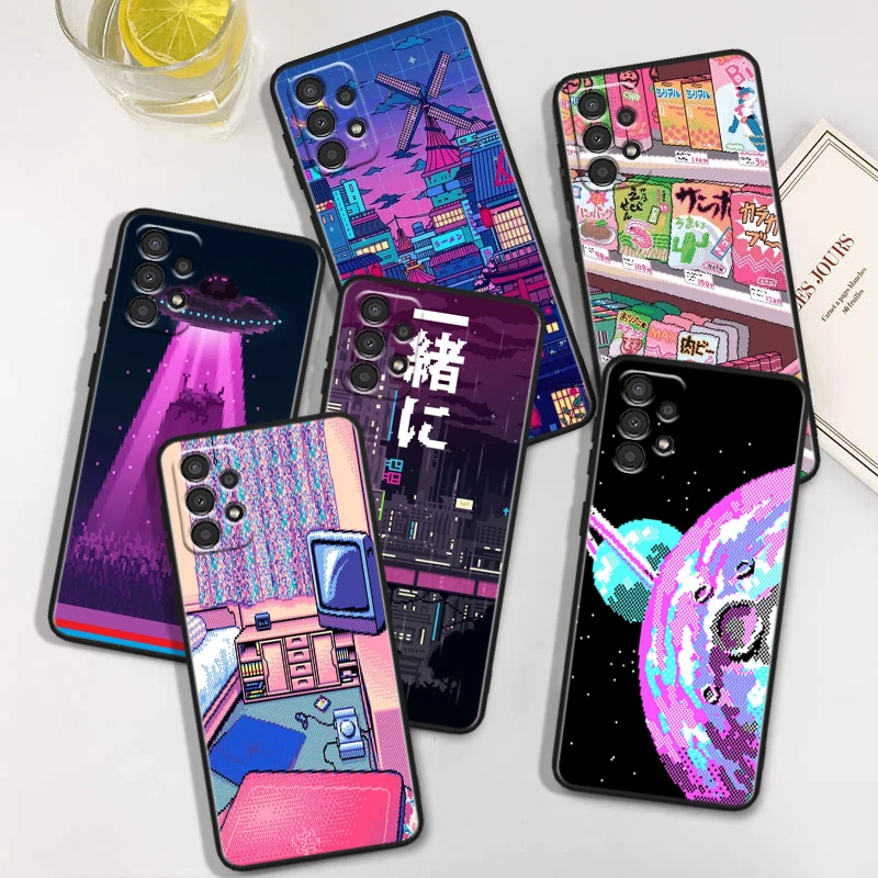 

Cute Pixel Art For Samsung Galaxy A91 A81 A71 A51 A42 A31 A21S A12 A11 A04 S E A02S A01 Core Black Phone Case