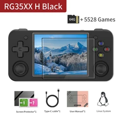 Enhanced Handheld Retro Game Console with 3.5 IPS Screen - 5528 Classic Games (Black 64G)