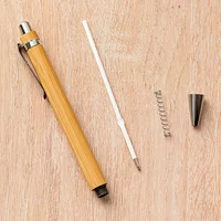 5/10/20pcs Bamboo Wooden Retractable Ballpoint Pen Black Ink 1 mm Pens Refills Products for Gifts Writing Office School Supplies 4