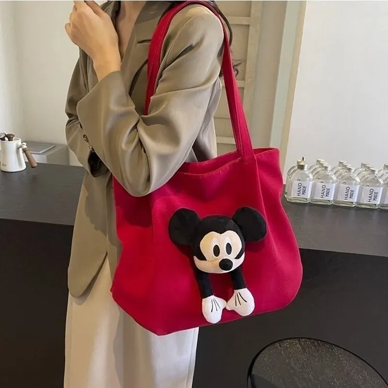 Disney New Cartoon Casual Shoulder Bag Tote for Students Mickey Mouse Female nylon Large Storage Shopping Bag shoulder bag women handbag