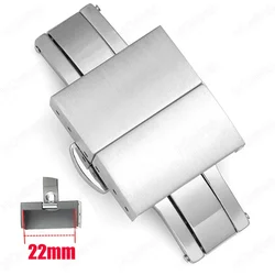 Stainless Steel Double Press Butterfly Buckle Watch Strap Clasp (Silver 22mm)
