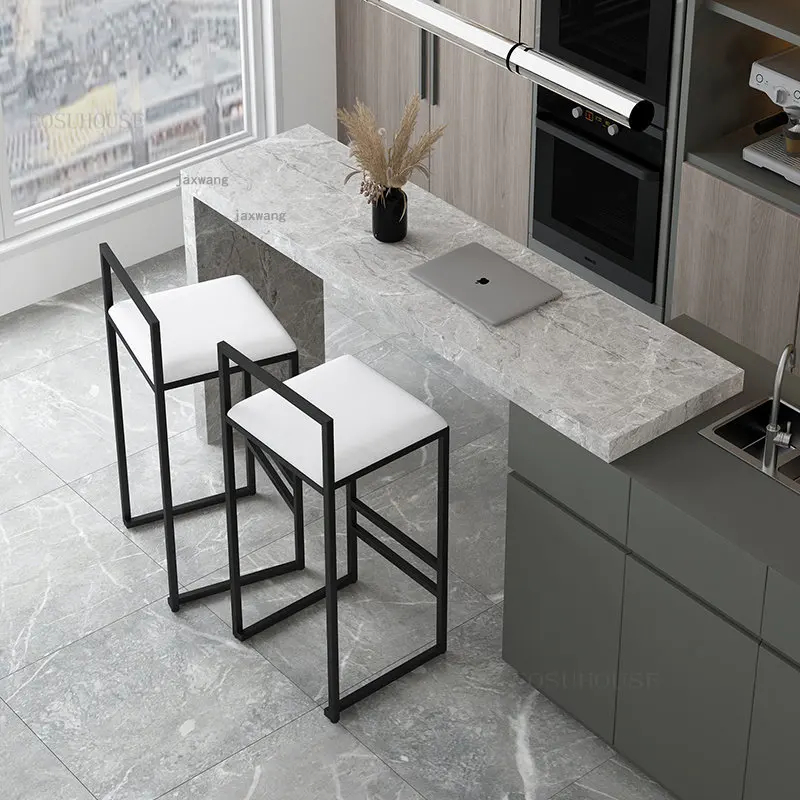 

Living Room Restaurant Counter Bar Stools Modern Minimalist Home Cafe Backrest High Stools Designer Front Desk Bar Chairs C