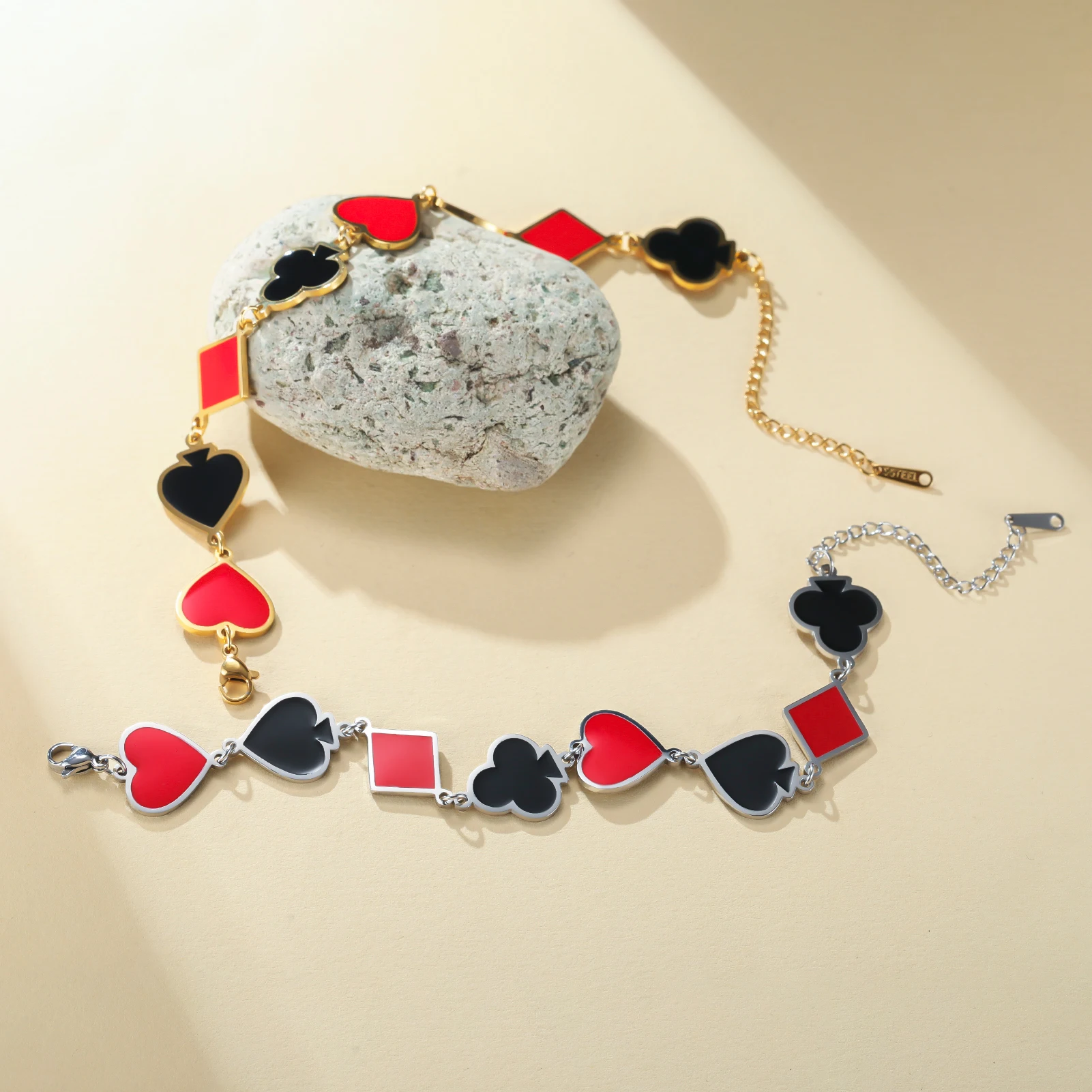 COOLTIME Poker-Karte, Spaten-Würfel-Anhänger-Armband für Damen, Edelstahl, goldfarben, Schmuck, Geschenk, 2026, neue Weihnachtsgeschenke – Detail 9