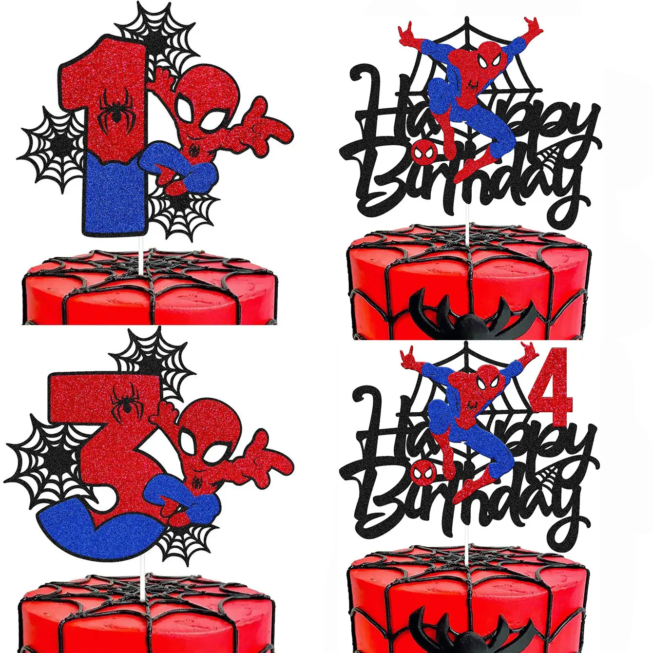 Spider Man Birthday Number Cake Toppers Kids Birthday Hreos Cake Cards For Boys Party Baby Shower Gifts Forniture Per Decorare Torte