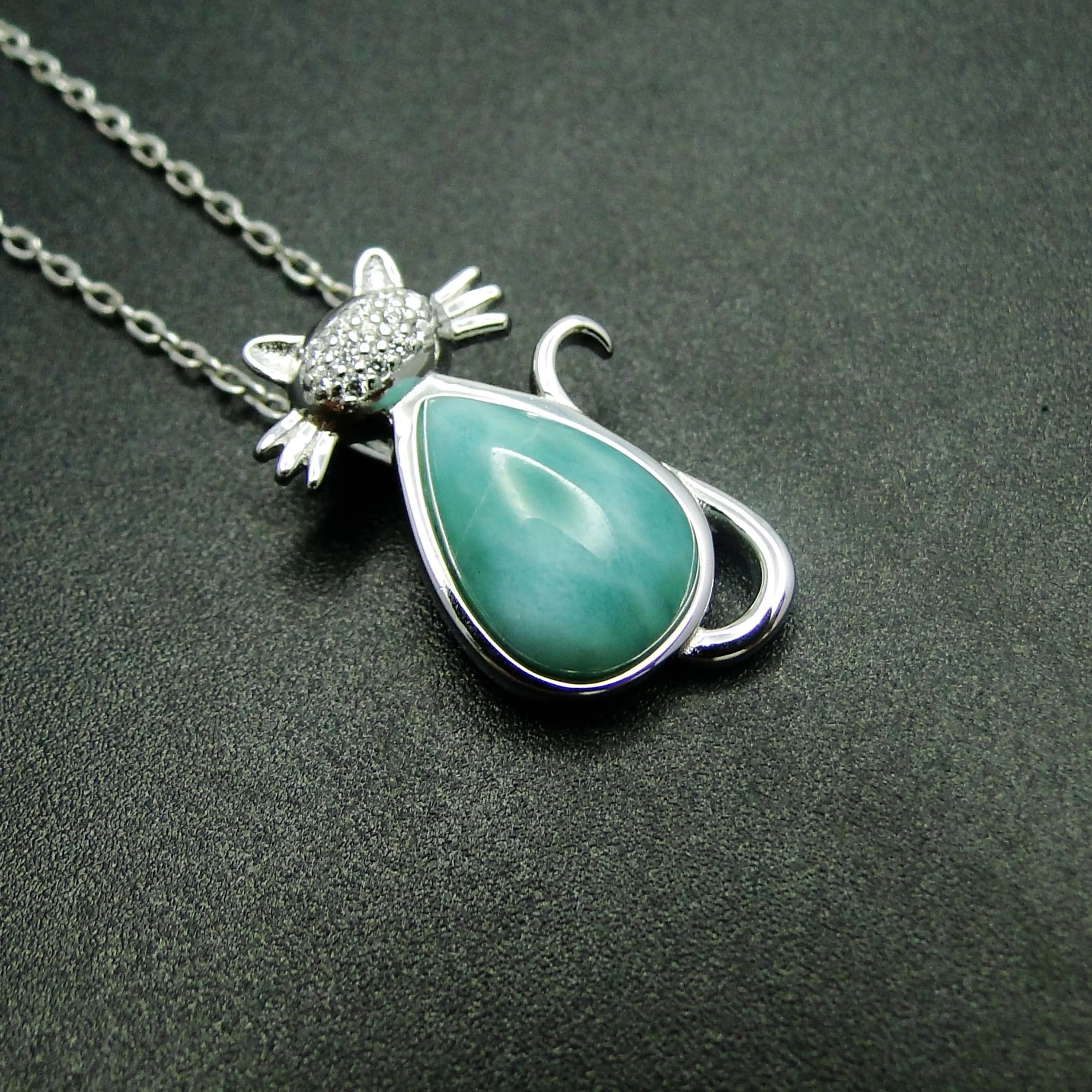 9x13mm Pearl Natural Larimar Pendant 925 Sterling Silver Women Teardrop Pendant Necklace Charm Fine Jewelry For Gift