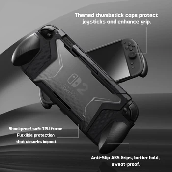 PlayVital BEYOND-GRIP Cover acoplabile con impugnatura intercambiabile per Nintendo Switch 2, custodia protettiva ergonomica in TPU con 2 set di impugnature 1