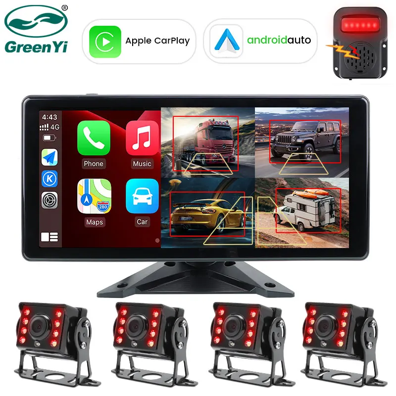 

Беспроводной автомобильный видеорегистратор, система AHD 10 дюймов с сенсорным экраном, Wi-Fi, для слепых зон автомобиля, для грузовика, автобуса, автофургона