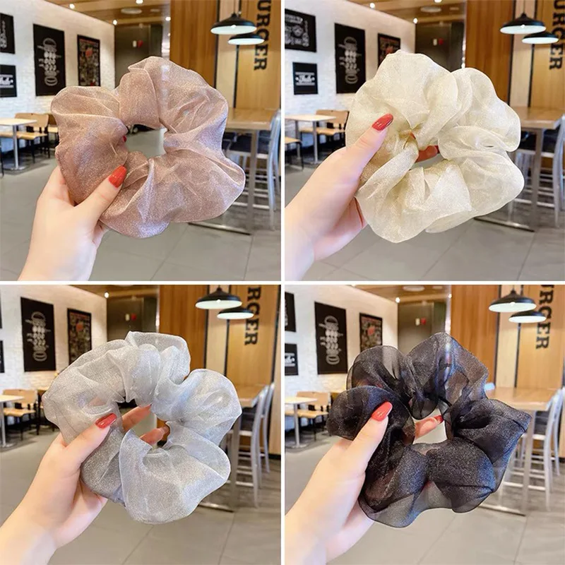 

Korean Organza Large Intestine Hair Ring Temperament Senior Headdress Mesh Yarn Head Rope Hair Ornaments Women Jewelry Gifts