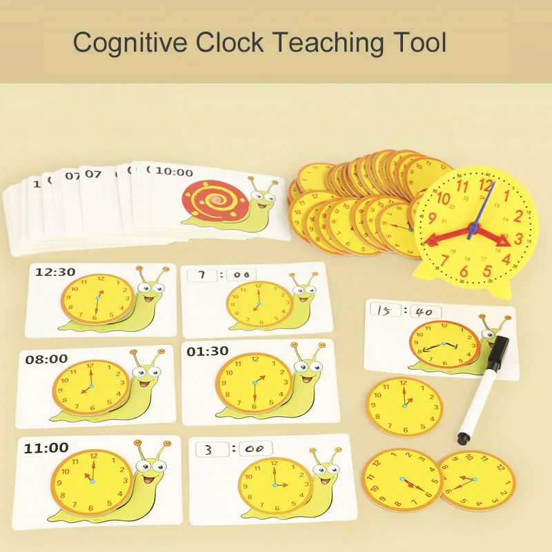 Children Montessori Clock Educational Toys Hour Minute Second Cognition Matching Puzzle Toys Kids Early Preschool Teaching Aid 4