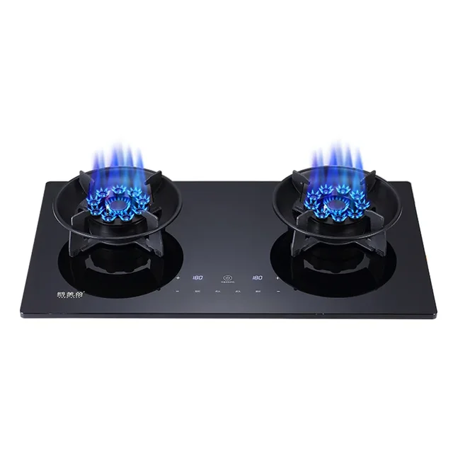 SmartTouch Induction Cooktop Built-in Hob with Timer Gas Double Burner Cooktop for Liquefied/Natural Gas