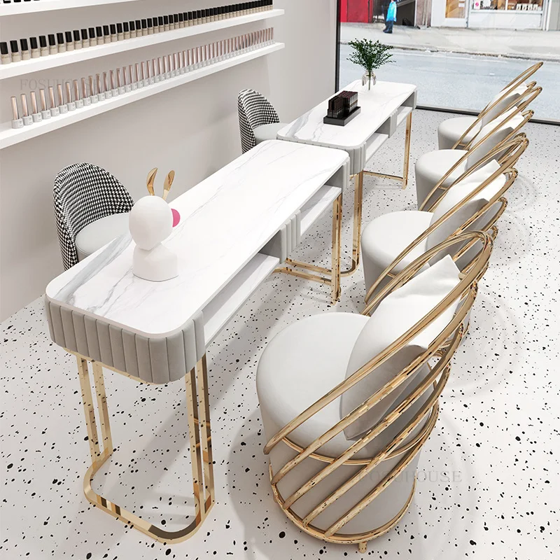 Nordic Light Luxury Nail Tables Chair Set Modern Simple Double-layer Manicure Tables Single Double Professional Manicure Table