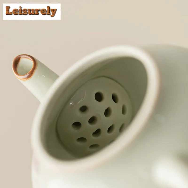 Plant Ash Deer and Flower Teapot Aesthetic Tea Infuser Pot Household Tea Making Kettle with Ball Hole for Tea Accessories Gift