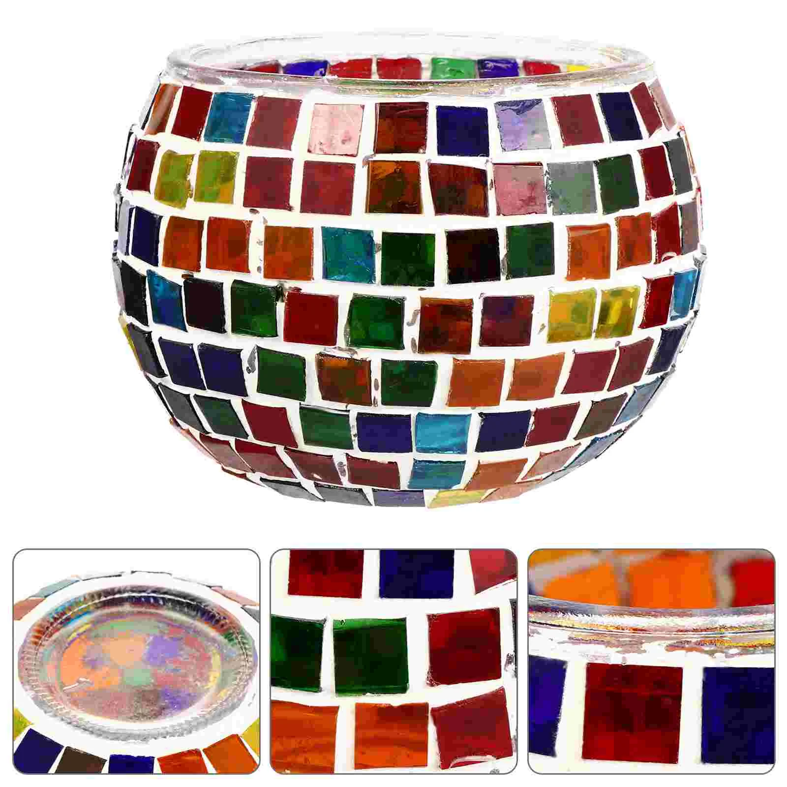 

Mosaic Holder Mosaic Glass Votive Tealight Holder Vintage Decorative Cup Stand Bowl Desktop Organizer For Wedding Party Home
