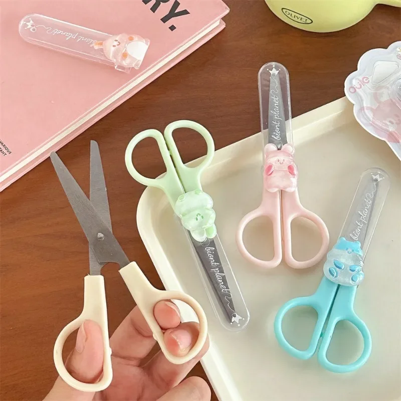 Cute Mini Scissors Stationery for Student Lovely Cartoon Animal Bear Rabbit Paper Sissors Office/student Supplies Scissors 1 Pc stationery scissors,soft handle scissors,portable scissors cutter