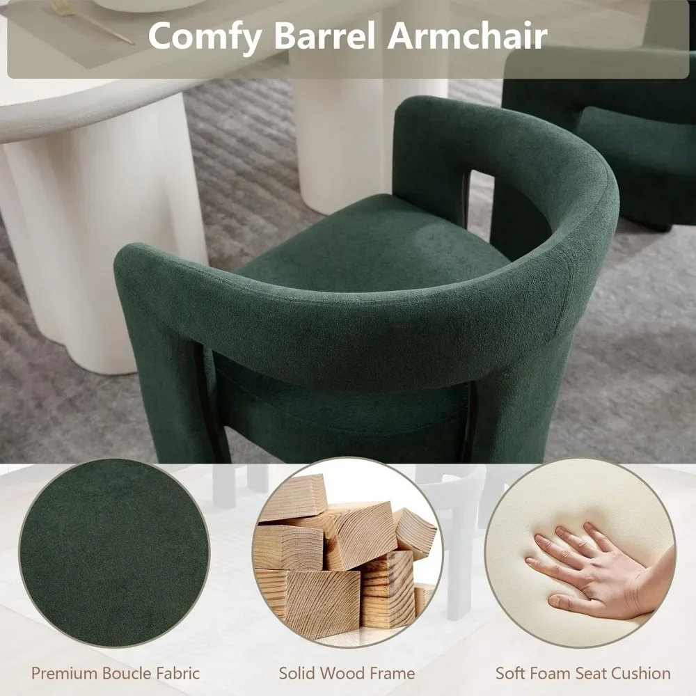 Modern Barrel Dining Chairs Set of 2, Upholstered Living Room Accent Chairs, Comfy Side Chair Lounge Armchair for Kitchen 4