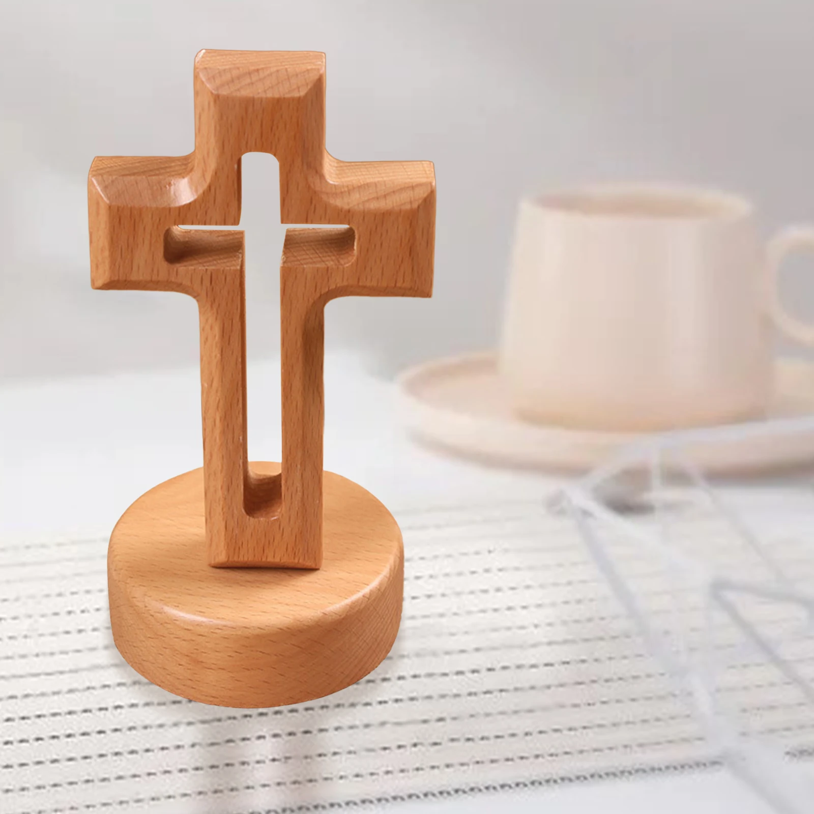 Cross Ornament Free Standing Collectible Figurine Crucifix for Home Decor Jesus Christian Catholic Church Religious Statue