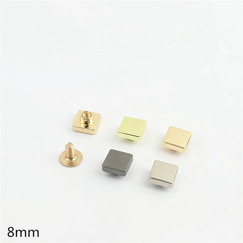 100Pcs 8/10/12/20mm Square Handbag Rivets Stud Screw Buckles Bag Nail for Leather Craft Belt Wallet Bag Deco Hardware Accessory
