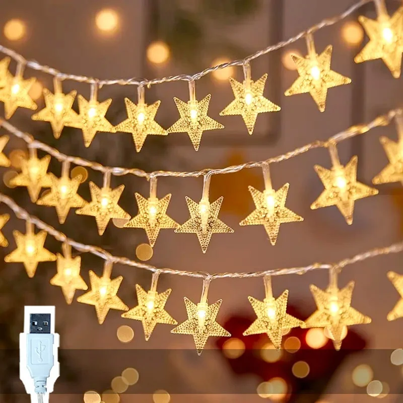 Twinkling Star LED String Lights - USB Powered Decorative Lighting