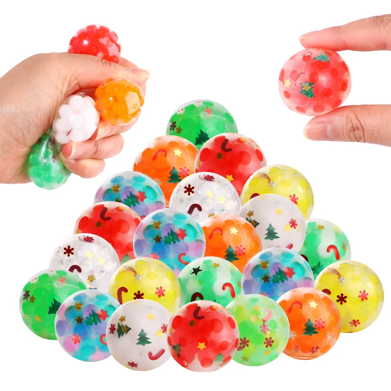 10/20Pcs Christmas Squeeze Ball Stocking Stuffers Kids Adult Anti-Anxiety Sensory Toy New Year Gift Birthday Party Pinata Filler