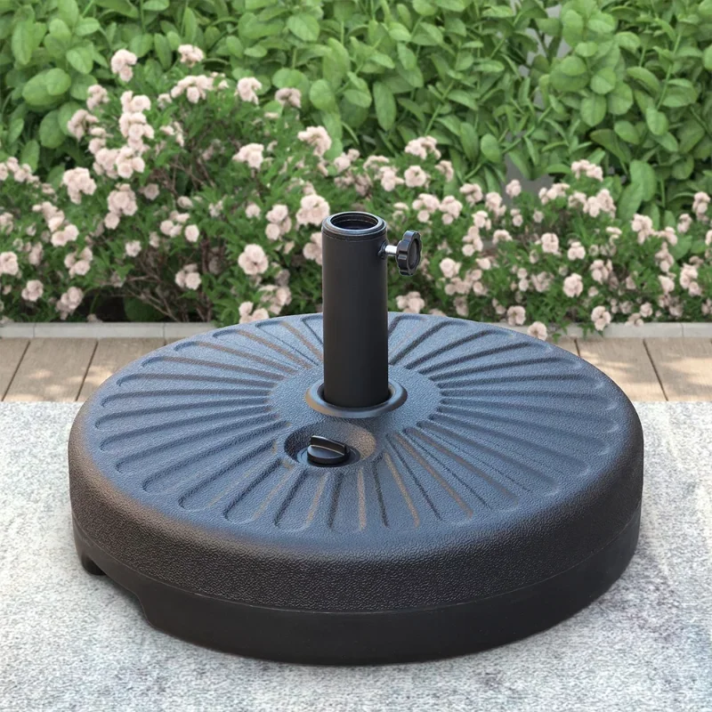 

Abble 46 lbs Black Round Plastic and Steel Patio Umbrella Base with Free Standing