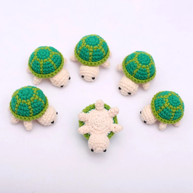 Cute Handmade Crochet Turtle Doll Pendant Small Sea Turtle Knitted Keychain Colorful Car Backpack Hanging DIY Keychain