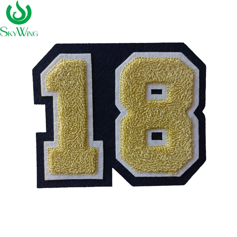 

Fashionable Embroidered Letters with Special Chenille Fabric Sew On Hoodie Garment Embroidery Patches