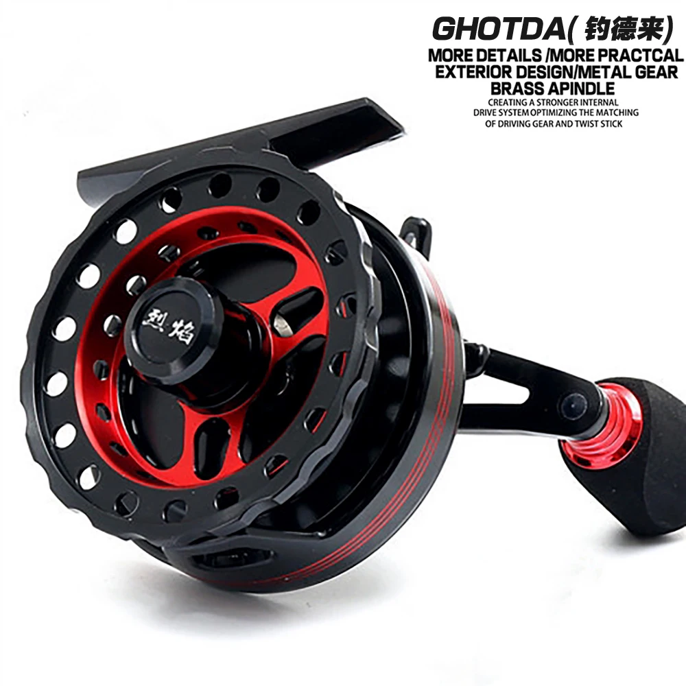 

GHOTDA Upgrade Base Fly Wheel for Trout Pike Ice Fishing Tackle Winter Fishing Reel 2.8:1 All Metal Max Drag: 10 KG