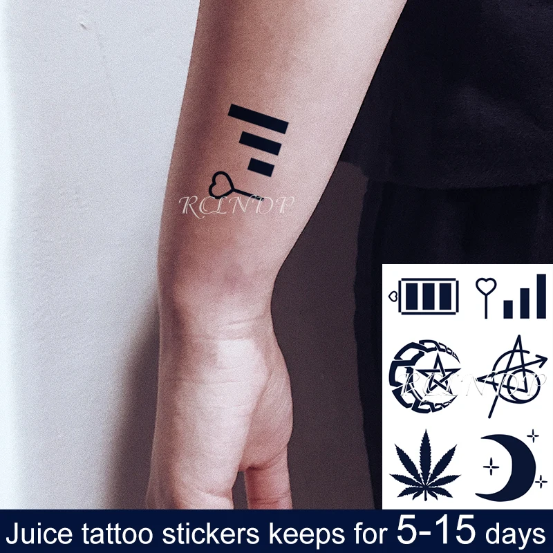 Waterproof Temporary Juice Ink Tattoo Sticker Moon Star Love Heart Battery  Element Fruit Gel Long Lasting Tatto For Men Women - Temporary Tattoos -  AliExpress