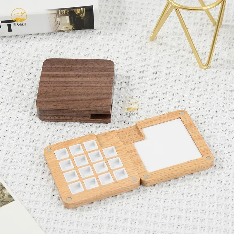 Empty Wooden Watercolor Palette Portable Mini Travel Acrylic Paint Box Square Tray Box Art Painting Supplies paint tray,color palette,watercolor palette
