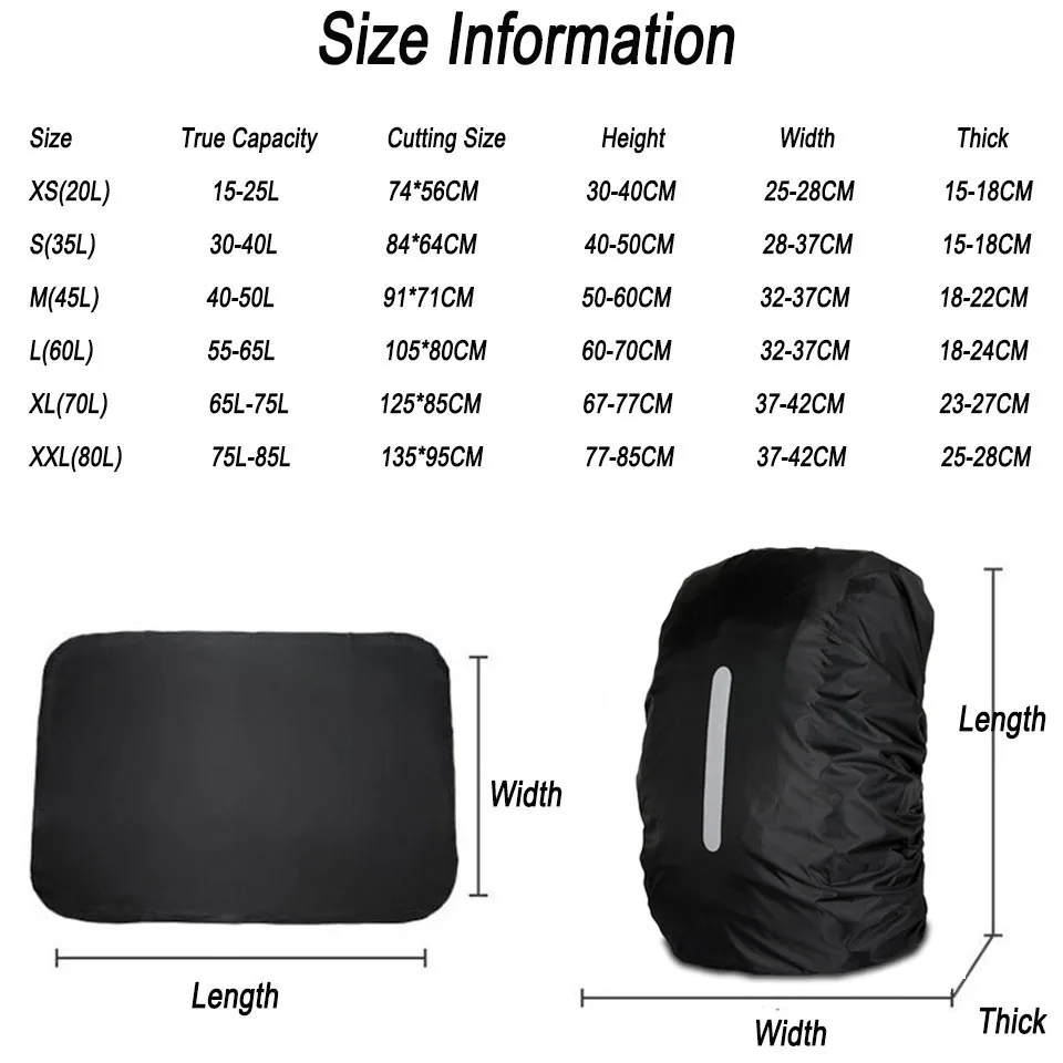 KoKossi 1Pcs 25-80L Backpack Rainproof Cover Outdoor Sports Cycling Hiking Backpack Mountaineering Camping Dust Cover Woman Men 2