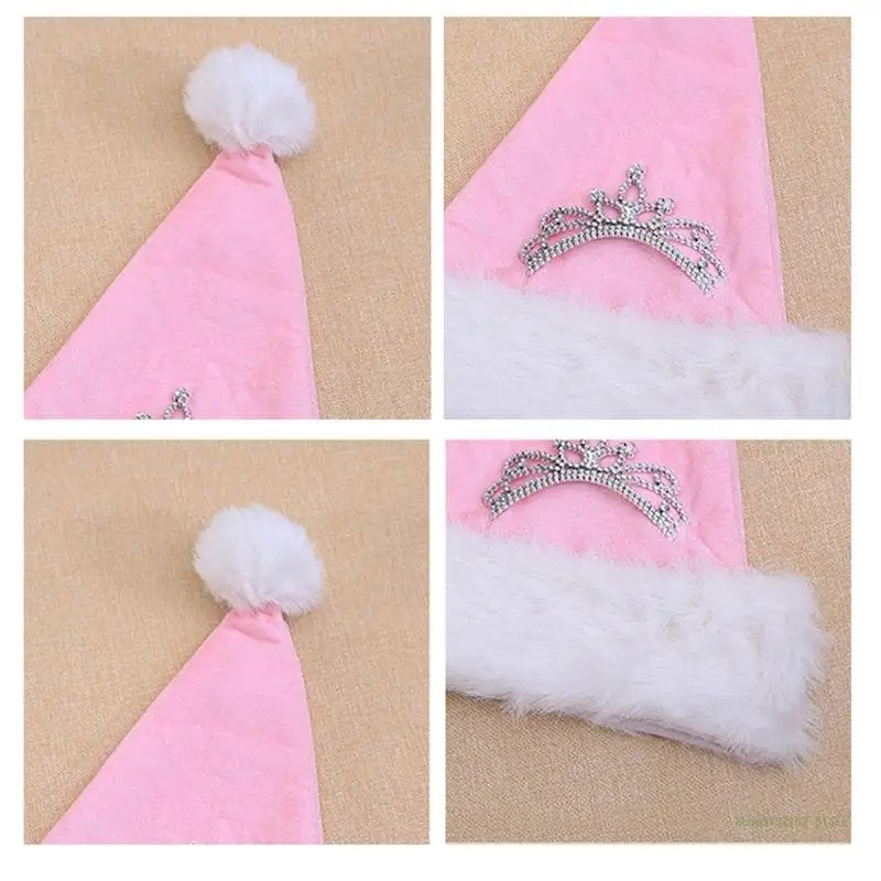 QX2E New Year Santa Hat Plush Thicken Adult Xmas Christmas Festival Gift