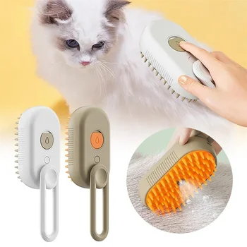 Spazzola a vapore Spazzola per gatti Vaporizzatore per gatti Spazzola per peli di animali domestici Rimozione animali domestici Pulizia Spray vaporoso Pettine per massaggio 3in1 Forniture per toelettatura