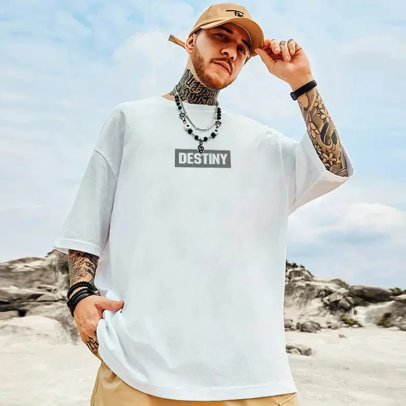 Mens Hip Hop T-Shirt Summer Destiny Letter Print T Shirts Male