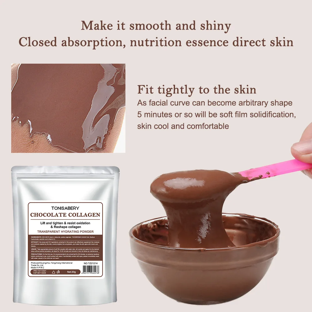 1pc Jelly Mask Powder 20g chocolate collagen facial mask powder soft facial mask powder moisturizing and tightening