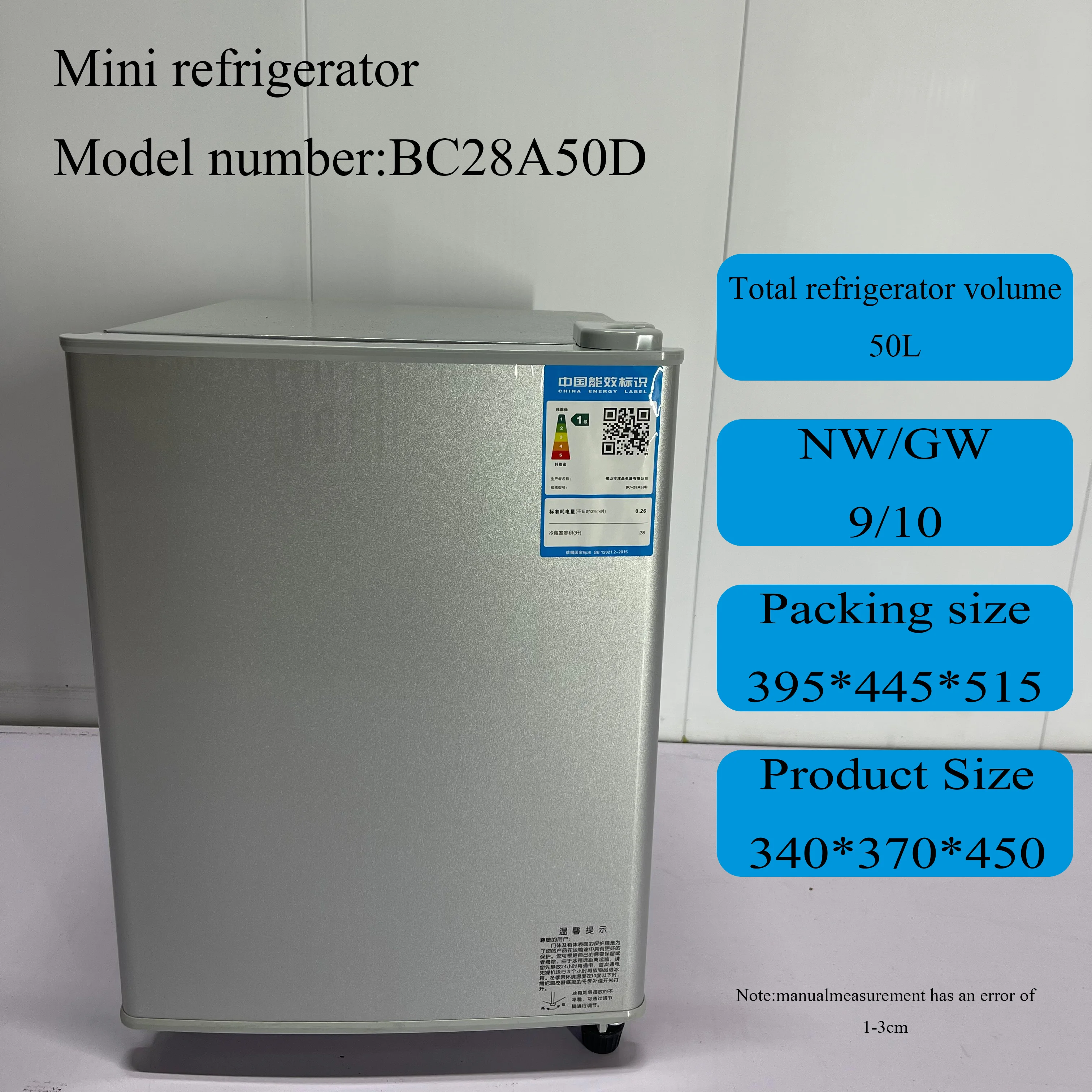 50 Liters Portable Mini Fridge Refrigerator Fashion Small Refrigerators Mini Bar Fridge With for Home Use