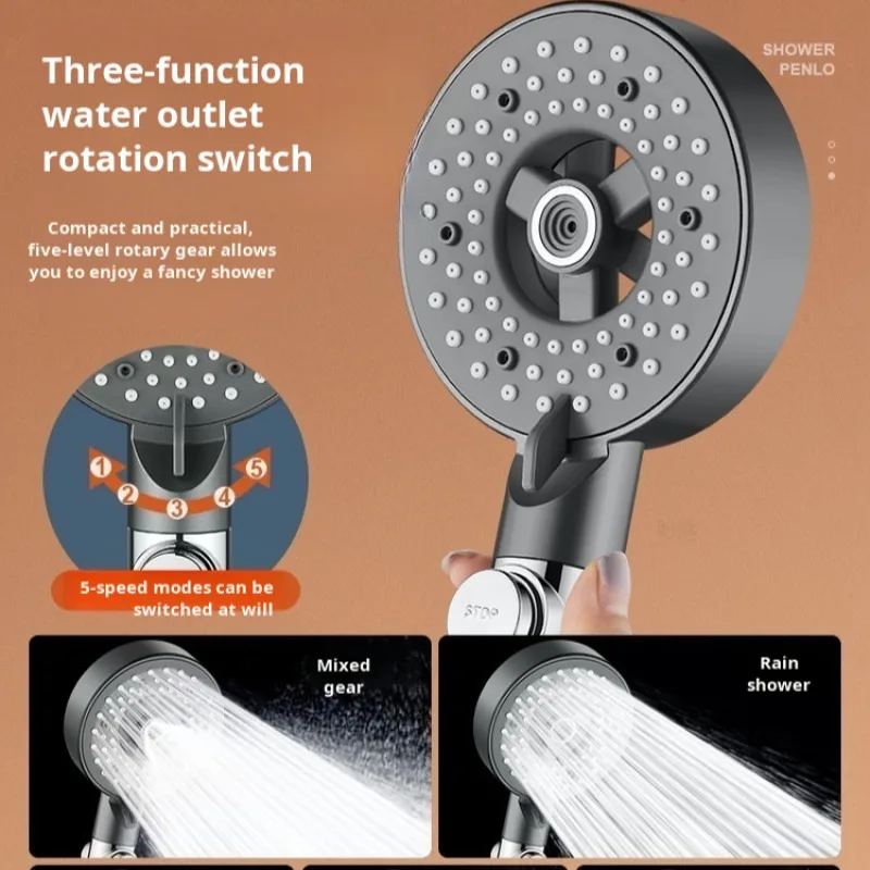 Light Luxury Booster Spray Shower Head Purifying DeChlorine Spray Shower Head Booster Spray 5