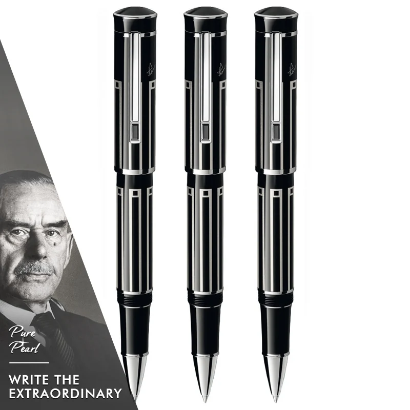 PPS Luxury Great Writer Thomas Mann MB Roller Ball Pen Monte Stationery With Series Number 0886/6000 + Gift Pouch + Gift Refills luckymarche signature stripe ball pouch qxbax22501nyx