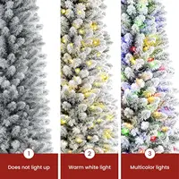 7ft Pre-Lit Flocked Spruce Artificial Christmas Tree with Remote, Timer, 400 Lights, 1062 Tips, White 4