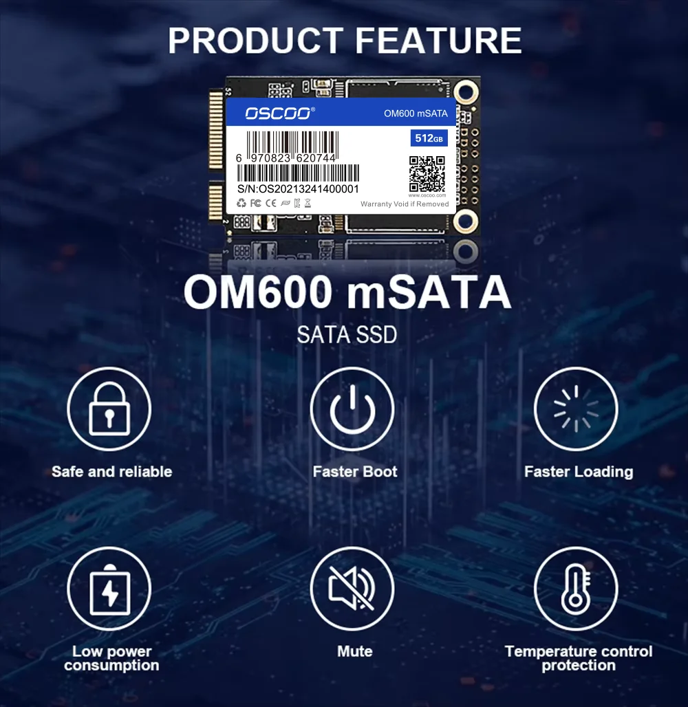 内蔵型SSD OSCOO MSATA SSD 1TB OM600 mSATA SATA3 SSD - OSCOO